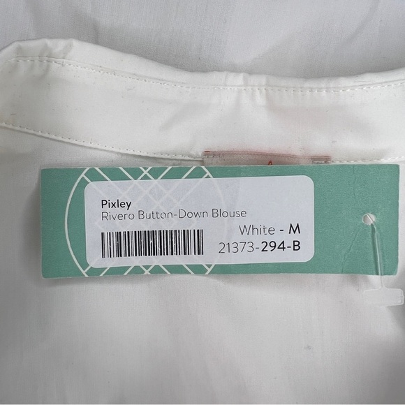 NEW PIXLEY MEDIUM BUTTON FRONT TOP WHITE BLUE LACE SLEEVELESS COTTON PEPLUM - Picture 9 of 11